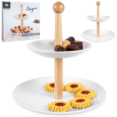 Patera na ciasto owoce babeczki porcelanowa biała 2 piętrowa 27cm EXCELLENT HOUSEWARE 139131