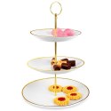 Patera na ciasto owoce babeczki porcelanowa biała 3 piętrowa 33cm EXCELLENT HOUSEWARE 139132