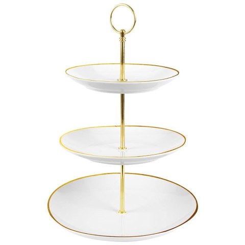 Patera na ciasto owoce babeczki porcelanowa biała 3 piętrowa 33cm EXCELLENT HOUSEWARE 139132