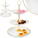 Patera na ciasto owoce babeczki porcelanowa biała 3 piętrowa 33cm EXCELLENT HOUSEWARE 139132