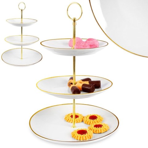 Patera na ciasto owoce babeczki porcelanowa biała 3 piętrowa 33cm EXCELLENT HOUSEWARE 139132