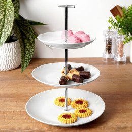 Patera na ciasto owoce babeczki porcelanowa biała 3 piętrowa 33cm EXCELLENT HOUSEWARE 139171