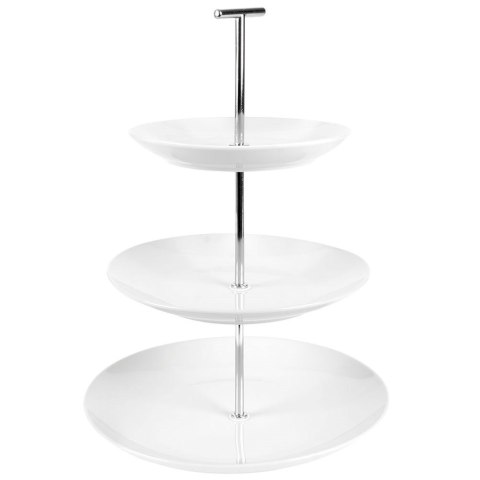 Patera na ciasto owoce babeczki porcelanowa biała 3 piętrowa 33cm EXCELLENT HOUSEWARE 139171