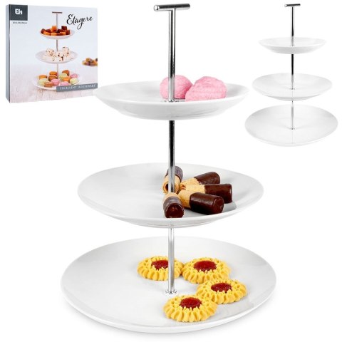 Patera na ciasto owoce babeczki porcelanowa biała 3 piętrowa 33cm EXCELLENT HOUSEWARE 139171