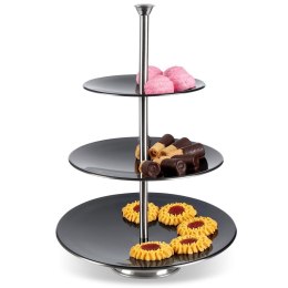 Patera na ciasto owoce babeczki stalowa czarna 3 piętrowa 36.5cm EXCELLENT HOUSEWARE 139097