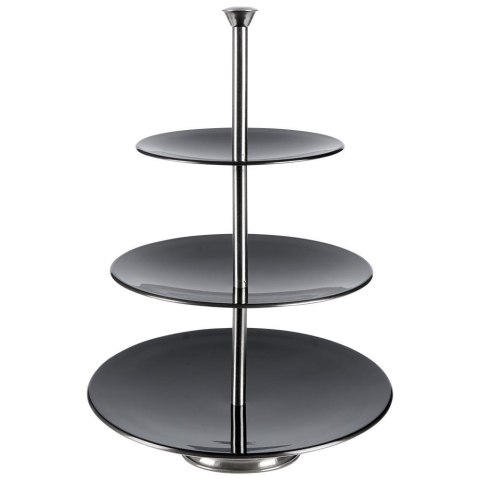 Patera na ciasto owoce babeczki stalowa czarna 3 piętrowa 36.5cm EXCELLENT HOUSEWARE 139097