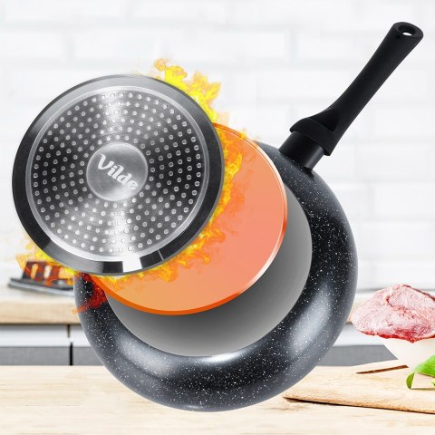 Zestaw patelni granitowy BLACK LINE 3 szt. 20 / 24 / 28 cm VILDE 199057