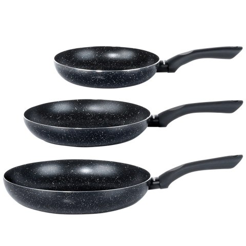 Zestaw patelni granitowy BLACK LINE 3 szt. 20 / 24 / 28 cm VILDE 199057