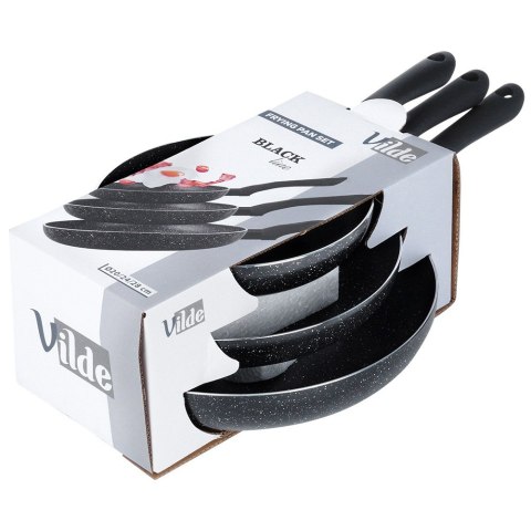 Zestaw patelni granitowy BLACK LINE 3 szt. 20 / 24 / 28 cm VILDE 199057