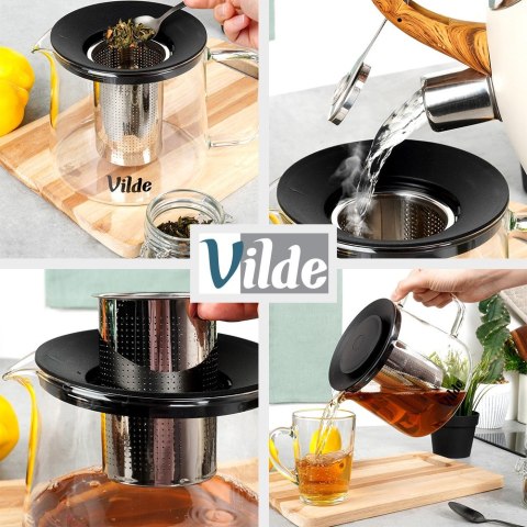 Dzbanek z zaparzaczem do herbaty szklany żaroodporny 1.5L VILDE 259723