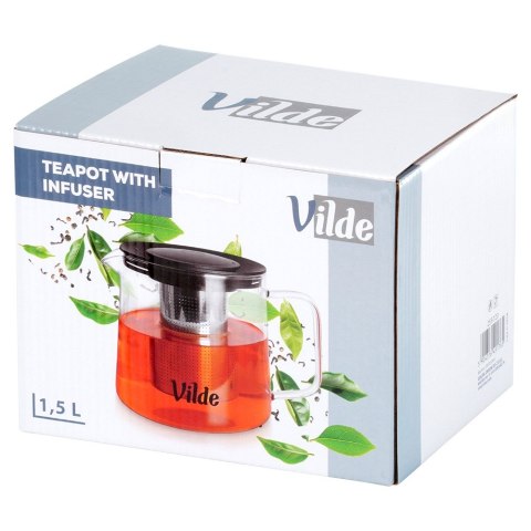 Dzbanek z zaparzaczem do herbaty szklany żaroodporny 1.5L VILDE 259723