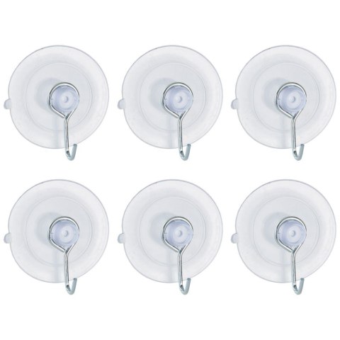 Haczyk wieszak ścienny na ubrania ręczniki na przyssawkę 4cm 6 sztuk ORION 834703