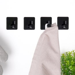 Haczyk wieszak ścienny na ubrania ręczniki samoprzylepny stalowy czarny 4 sztuki VILDE 569696