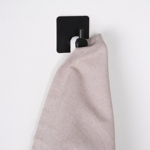 Haczyk wieszak ścienny na ubrania ręczniki samoprzylepny stalowy czarny 4 sztuki VILDE 569696