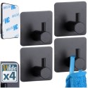 Haczyk wieszak ścienny na ubrania ręczniki samoprzylepny stalowy czarny 4 sztuki VILDE 569696