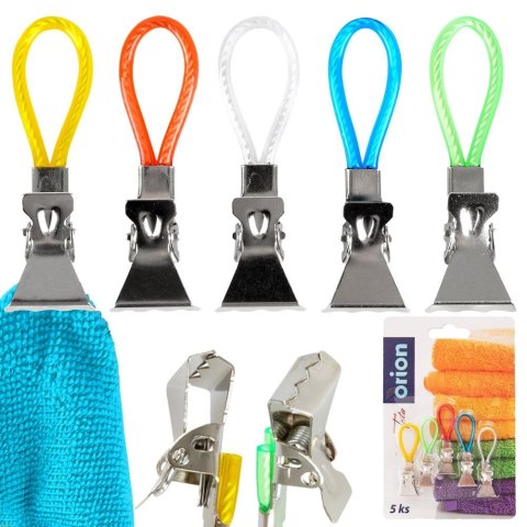 Klipsy na ręczniki do wieszania do kuchni łazienki 5 sztuk ORION 142505