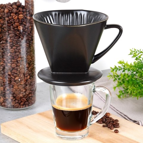 Lejek do filtrowania kawy zaparzacz porcelanowy czarny HIT 259666