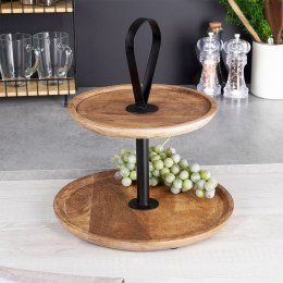 Patera na ciasto babeczki owoce drewniana 2 piętrowa 32cm HOME STYLING COLLECTION 139384