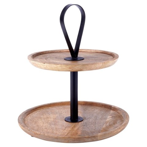 Patera na ciasto babeczki owoce drewniana 2 piętrowa 32cm HOME STYLING COLLECTION 139384