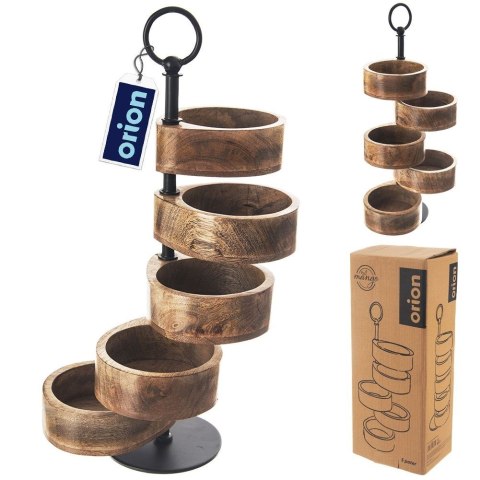 Patera na ciasto babeczki owoce drewniana 5 piętrowa MANGO 44.5cm ORION 122993