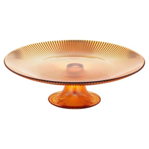 Patera na ciasto babeczki owoce na tort szklana na nóżce bursztynowa 28cm VILDE 139732