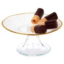 Patera na ciasto babeczki owoce na tort szklana na nóżce złota 15.5cm VILDE 139723