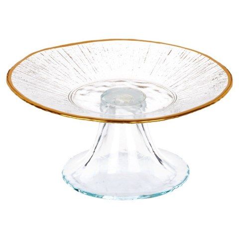 Patera na ciasto babeczki owoce na tort szklana na nóżce złota 15.5cm VILDE 139723