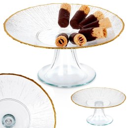 Patera na ciasto babeczki owoce na tort szklana na nóżce złota 21cm VILDE 139724