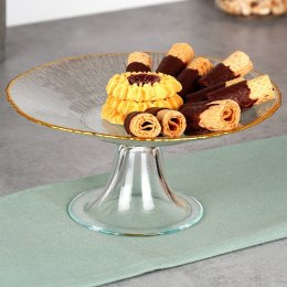 Patera na ciasto babeczki owoce na tort szklana na nóżce złota 21cm VILDE 139724