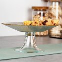 Patera na ciasto babeczki owoce na tort szklana na nóżce złota 21cm VILDE 139724