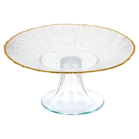 Patera na ciasto babeczki owoce na tort szklana na nóżce złota 21cm VILDE 139724