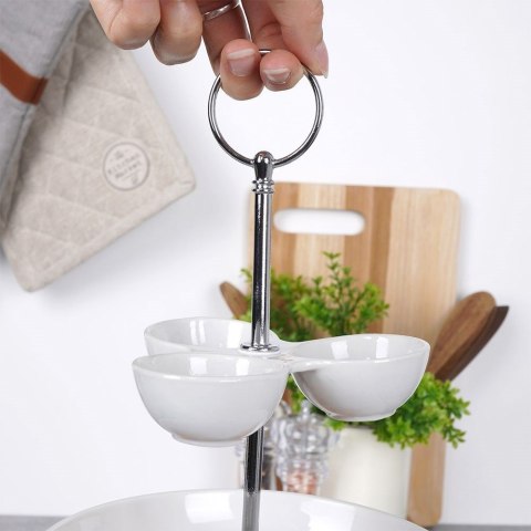 Patera na ciasto babeczki owoce porcelanowa biała 2 piętrowa 22cm ALPINA 139378