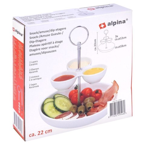 Patera na ciasto babeczki owoce porcelanowa biała 2 piętrowa 22cm ALPINA 139378