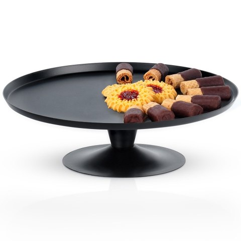 Patera na ciasto babeczki owoce tort stalowa czarna na nóżce 24cm VILDE 139765