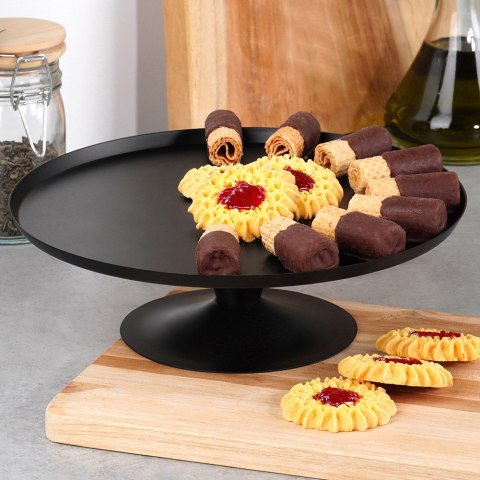 Patera na ciasto babeczki owoce tort stalowa czarna na nóżce 24cm VILDE 139765