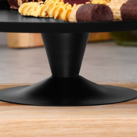 Patera na ciasto babeczki owoce tort stalowa czarna na nóżce 24cm VILDE 139765