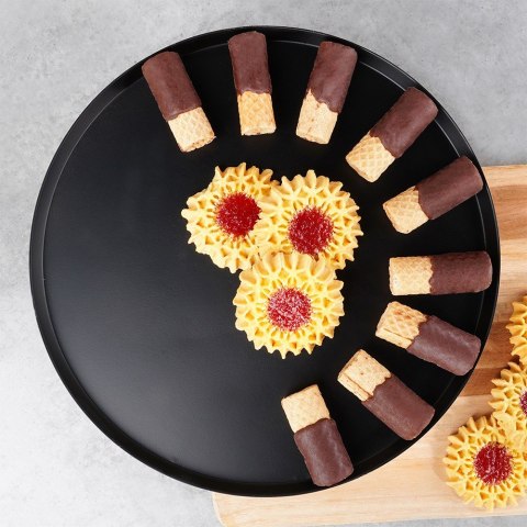 Patera na ciasto babeczki owoce tort stalowa czarna na nóżce 24cm VILDE 139765