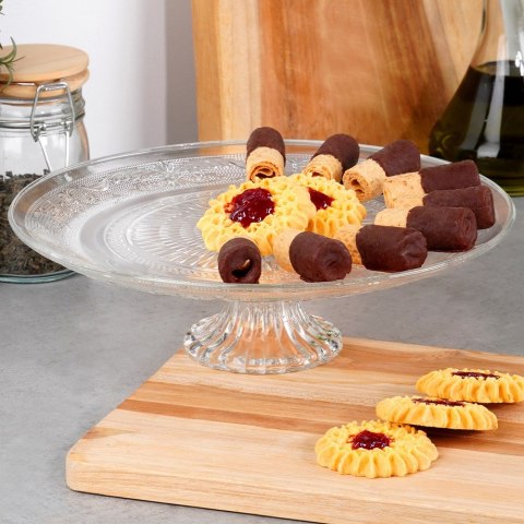 Patera na ciasto babeczki owoce tort szklana na nóżce 25cm VILDE 139773
