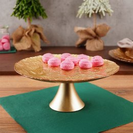 Patera na ciasto babeczki owoce tort szklana złota na nóżce 28cm VILDE 139239