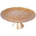 Patera na ciasto babeczki owoce tort szklana złota na nóżce 28cm VILDE 139239