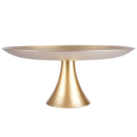 Patera na ciasto babeczki owoce tort szklana złota na nóżce 28cm VILDE 139268