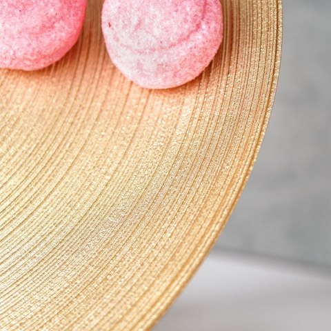 Patera na ciasto babeczki owoce tort szklana złota na nóżce 28cm VILDE 139268