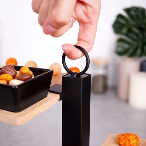 Patera na ciasto owoce babeczki bambusowa 3 piętrowa z miseczką 32x32x26.5cm EXCELLENT HOUSEWARE 139213