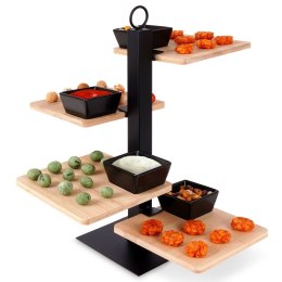 Patera na ciasto owoce babeczki bambusowa 4-piętrowa z miseczkami 32x32x36cm EXCELLENT HOUSEWARE 139214