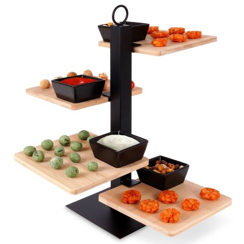 Patera na ciasto owoce babeczki bambusowa 4-piętrowa z miseczkami 32x32x36cm EXCELLENT HOUSEWARE 139214