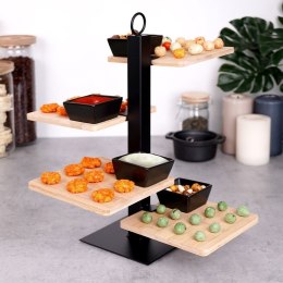 Patera na ciasto owoce babeczki bambusowa 4-piętrowa z miseczkami 32x32x36cm EXCELLENT HOUSEWARE 139214