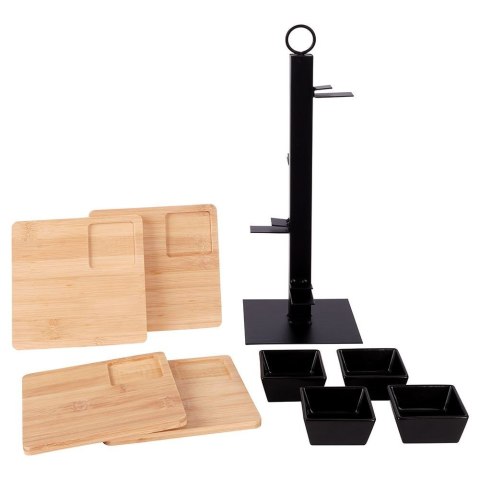 Patera na ciasto owoce babeczki bambusowa 4-piętrowa z miseczkami 32x32x36cm EXCELLENT HOUSEWARE 139214