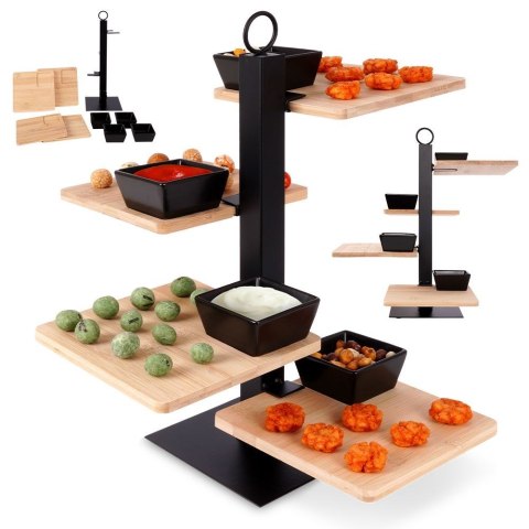 Patera na ciasto owoce babeczki bambusowa 4-piętrowa z miseczkami 32x32x36cm EXCELLENT HOUSEWARE 139214