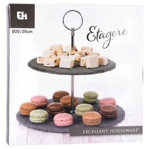 Patera na ciasto owoce babeczki kamienna 2 piętrowa 23cm EXCELLENT HOUSEWARE 139313