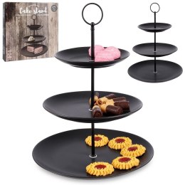 Patera na ciasto owoce babeczki porcelanowa czarna 34cm HIT 139245